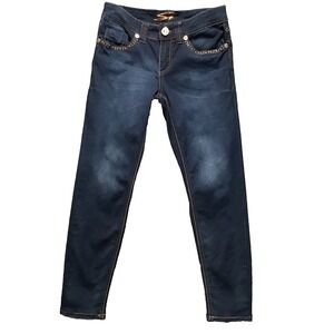Seven7 Leggings Jeggings Jeans Size 8 Dark‎ Wash Embellished Low Rise